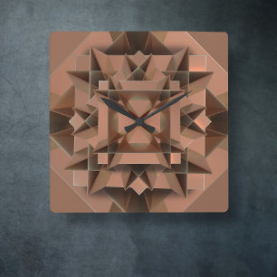 Square Faux Copper Coloured  Wall Clock