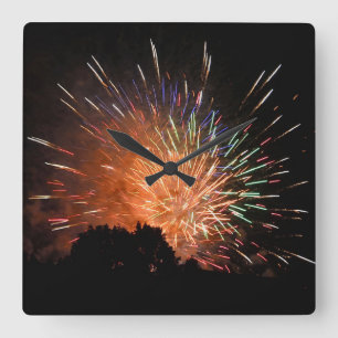 Square Fireworks Clock