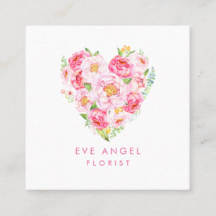 Square Floral Heart Flower Arranger Florist Business Card