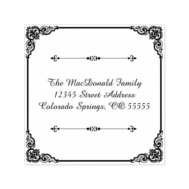 Square Flourish - Self-Inking Address Stamp (Design)