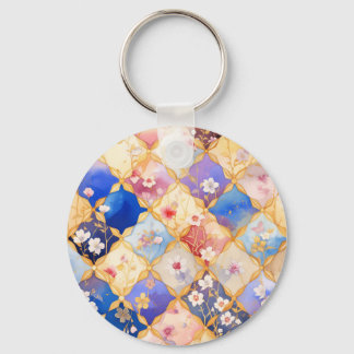 Square Flower 005 Key Ring