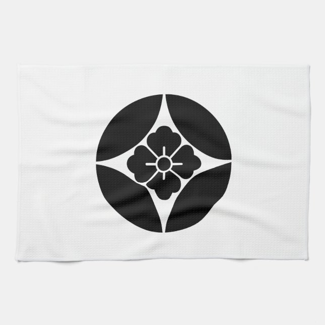 Square flower in seven treasures tea towel (Horizontal)