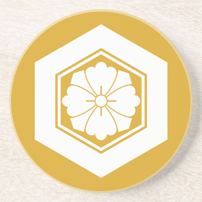 Square flower with Swords in tortoiseshell Coaster (Front)