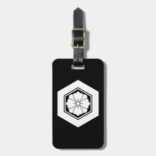 Square flower with Swords in tortoiseshell Luggage Tag