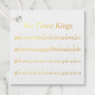 Square Foil Favor Tag We Three Kings Music Sheet