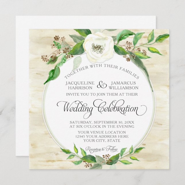 Square Forest Leaf Wood Woodland BOHO Fall Summer Invitation (Front/Back)