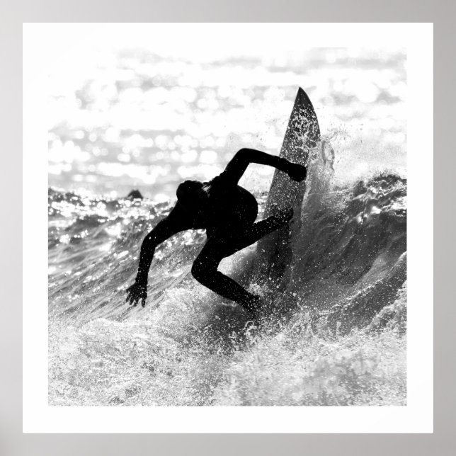 Square Format Surf Art Monochrome Poster (Front)