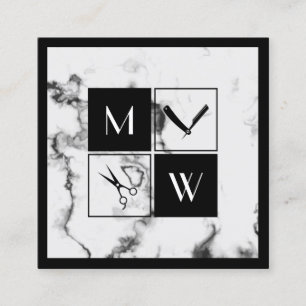 Square framed elegant barbers square business car square business card