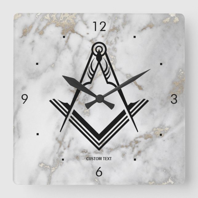 Square Freemason Wall Clock | Unique Masonic Gifts (Front)