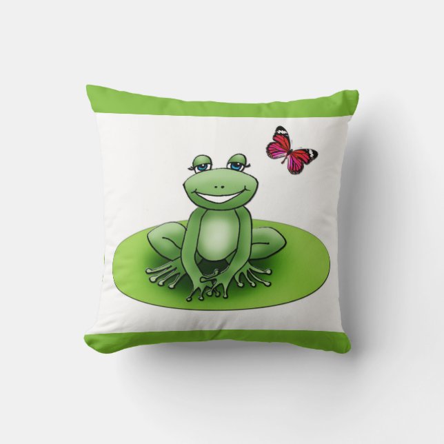 Square “Froggy the frog”, green cushion apple (Front)