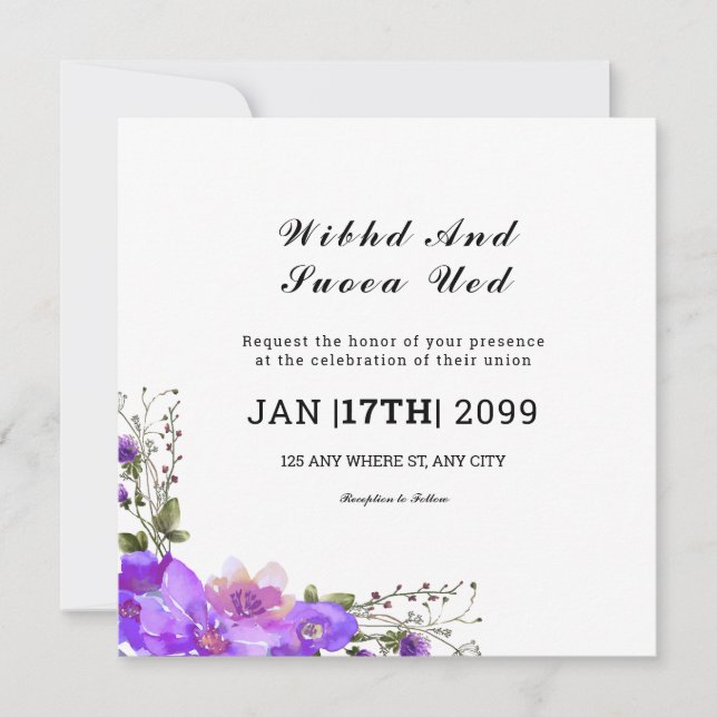 Square Gatefold Wedding Invitation Card (Front)