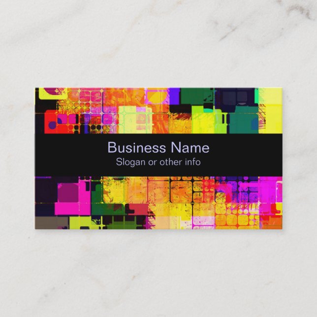 Square Geometric Multicolored Pattern Business Card (Front)