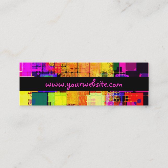 Square Geometric Multicolored Pattern Mini Business Card (Front)