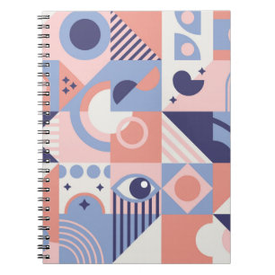 Square Geometric Shapes Background. Aesthetics in Notebook