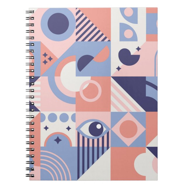 Square Geometric Shapes Background. Aesthetics in  Notebook (Front)