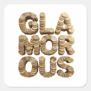 Square Gold GLAMOROUS Craft Sticker