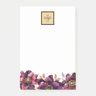 Square Gold Logo Frame Purple Golden Floral white Post-it Notes