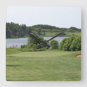 Square golf scene clock