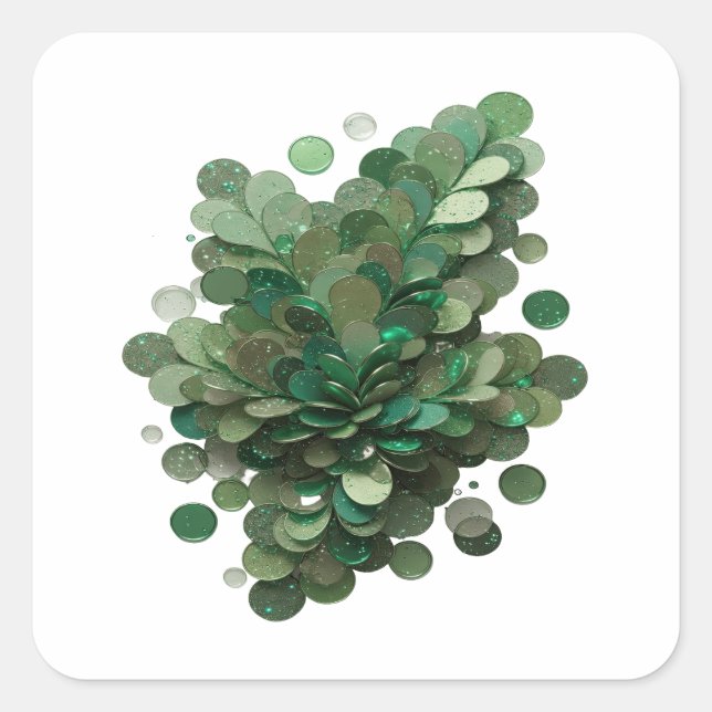 Square Green GREEN SPARKLING CIRCLES Decal Art Sticker (Front)