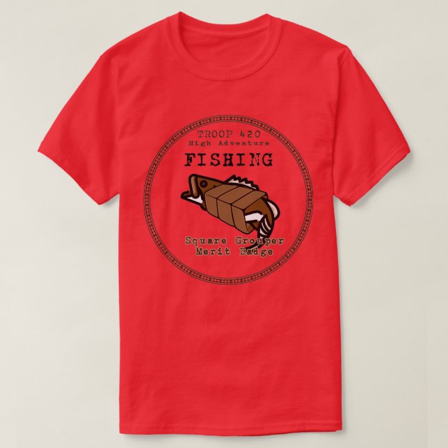 Square Grouper Merit Badge T-Shirt (Design Front)