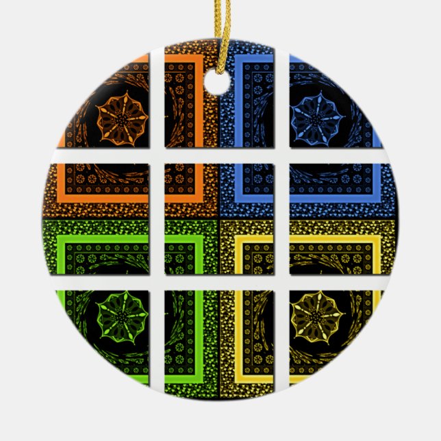 Square in a box ceramic tree decoration (Front)