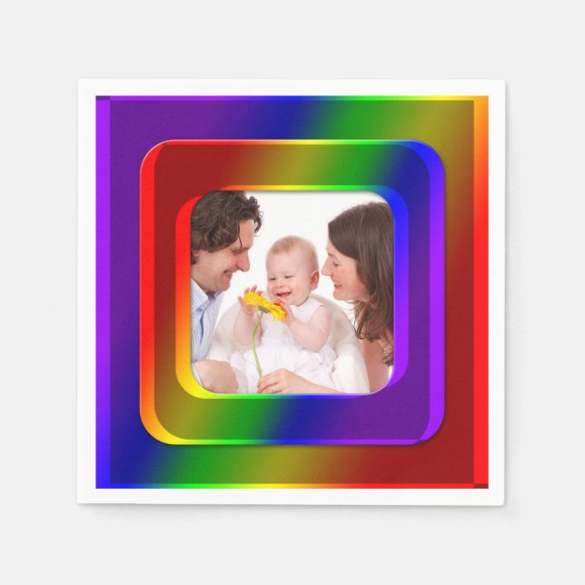Square in Square Frame coloured II + your photo Napkin (Front)