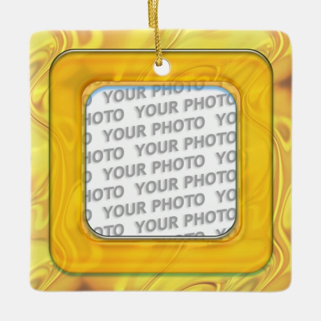 Square in Square Frame coloured IV + your photo Ceramic Tree Decoration (Front)