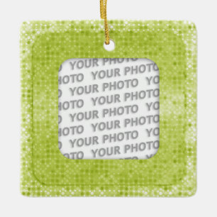 Square in Square Frame dots 3 + your photo Ceramic Tree Decoration