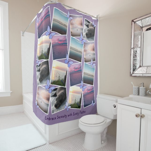 Square Instagram Image Collage Violet Shower Curtain (In Situ)