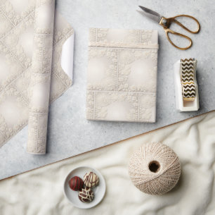 Square Ivory Embroidery Design Wrapping Paper