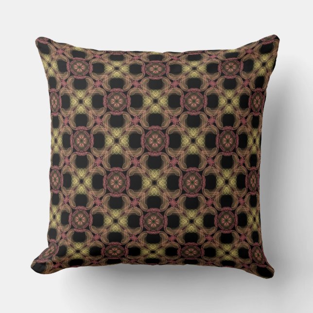 Square Jimette Design brown orange yellow cushion (Front)