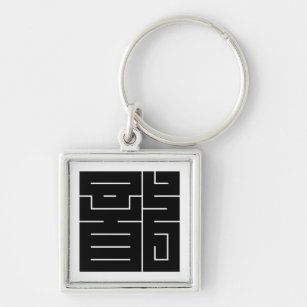 Square kanji character for Dragon Key Ring