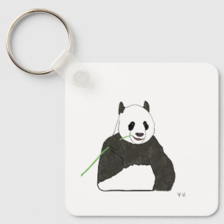 Square keychain with panda bear design