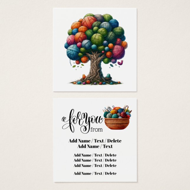 Square Knitting Business or Enclosure Card  (Front & Back)