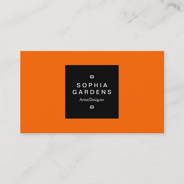Square Label 01 - Orange Business Card (Front)