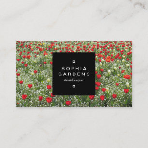 Square Label 01a - Bed of Tulips Business Card