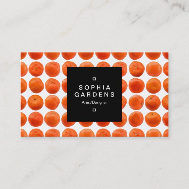 Square Label 01a - Clementine Pattern Business Card (Front)