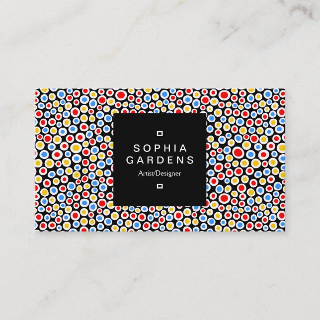 Square Label 01a - Colour Spots Pattern 230515 Business Card (Front)