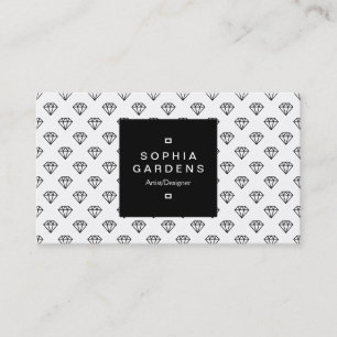 Square Label 01a - Diamonds - Black on White Business Card