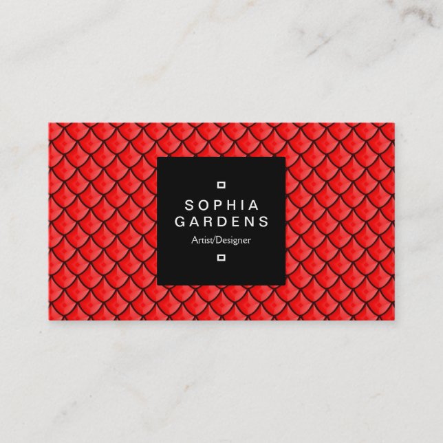 Square Label 01a - Dragon Scale Pattern Business Card (Front)