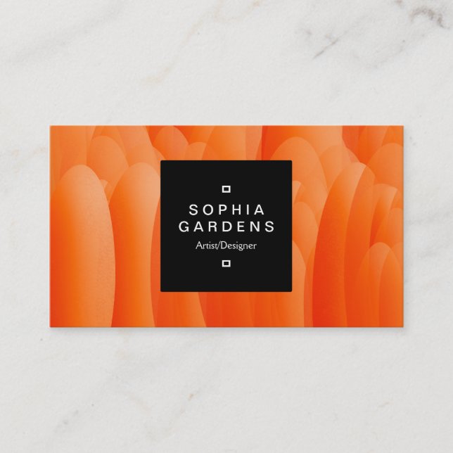 Square Label 01a - Orange Petals Business Card (Front)