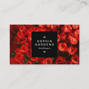 Square Label 01a - Red Tulips Business Card