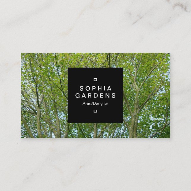Square Label 01a - Trees in Spring Business Card (Front)