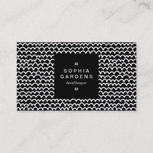 Square Label 01a - Wavy - White on Black Business Card