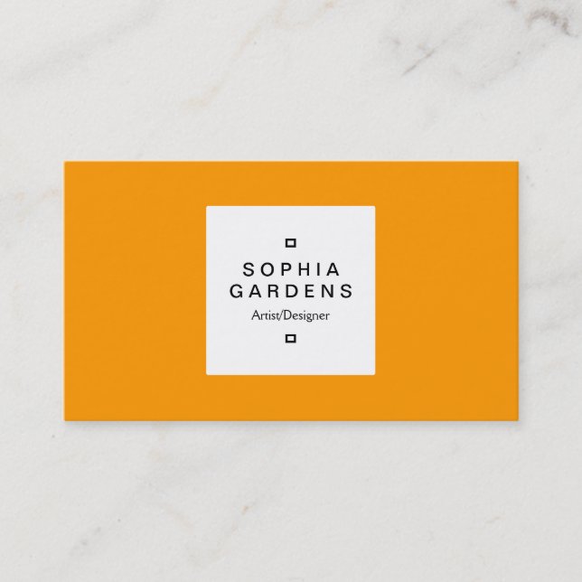 Square Label 03 - Yellow Orange Business Card (Front)
