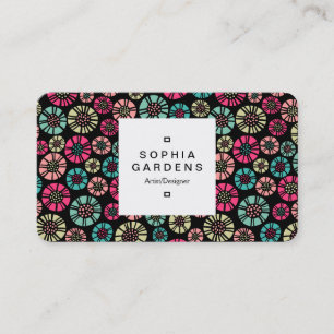 Square Label 03a - Abstract Flowers 031023 Business Card