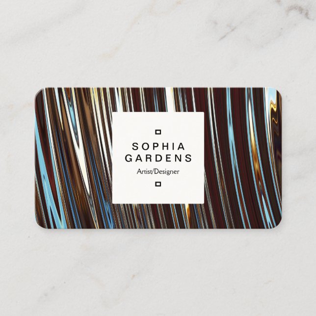 Square Label 03a - Abstract Metallic Business Card (Front)