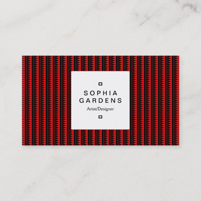 Square Label 03a - Aztec Mountains 02 - Red Business Card (Front)