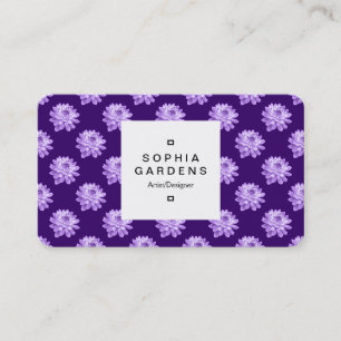 Square Label 03a - Chrysanthemum Pattern Dp Purple Business Card