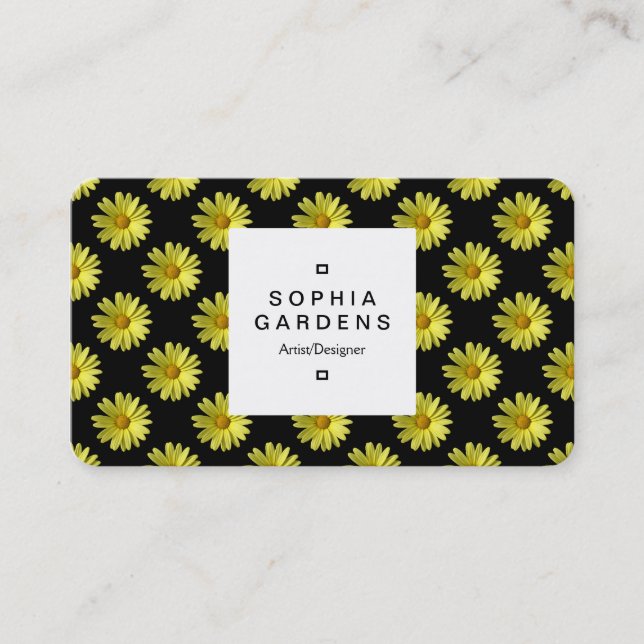Square Label 03a - Daisy Pattern Business Card (Front)
